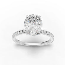2 Carat Oval Lab-Grown Diamond Engagement Ring, Hidden Halo, 14K White Gold, IGI