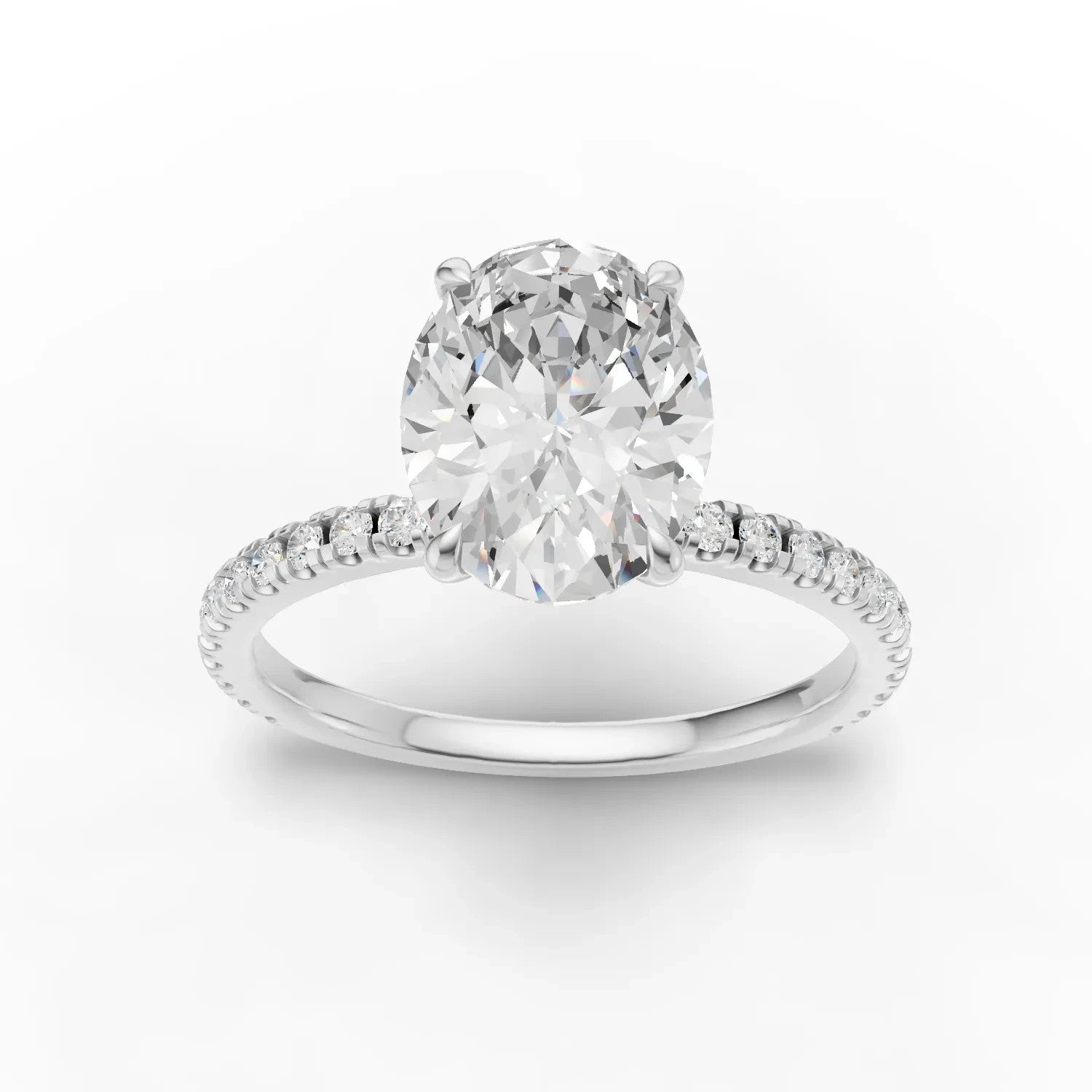 2 Carat Oval Lab-Grown Diamond Engagement Ring, Hidden Halo, 14K White Gold, IGI