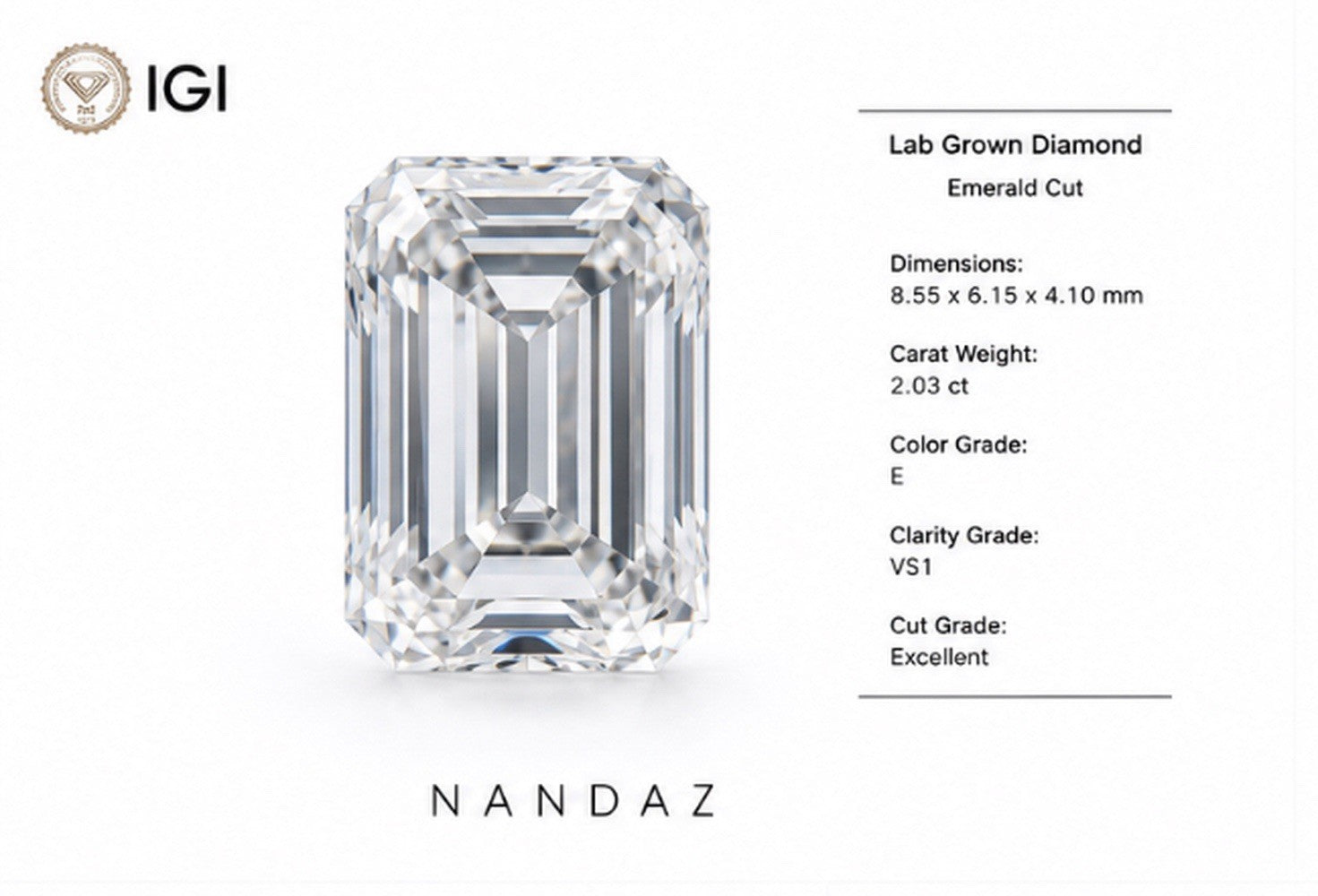 3.09 Ct Emerald Cut Lab Grown Diamond VVS2 D Color IGL Certified Loose. The Best