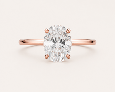 Solitaire Diamond Ring 14k Gold Lab Grown 2 Ct Oval Cut F VS1 Classic,IGI