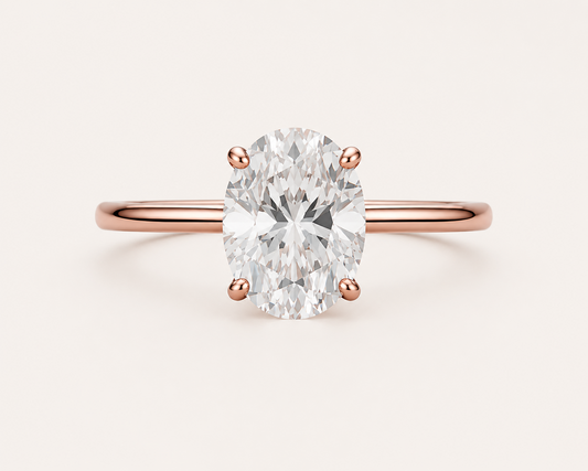 Solitaire Diamond Ring 14k Gold Lab Grown 2 Ct Oval Cut F VS1 Classic,IGI