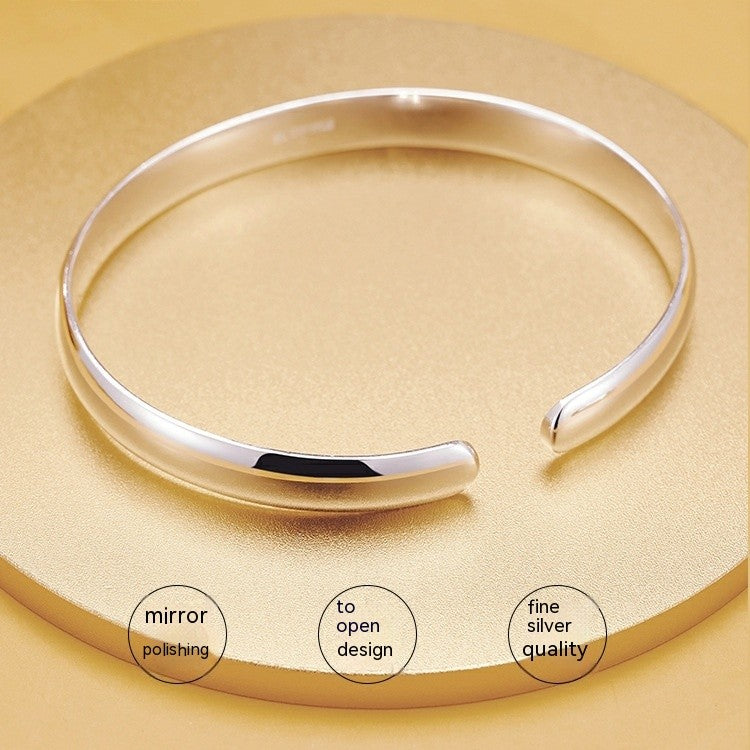 999 Sterling Silver Plated, Glossy Heart Sutra Bracelet Sterling Silver