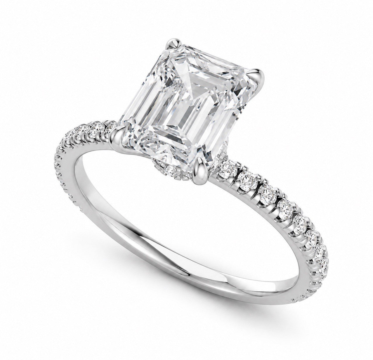 2 Carat Oval Emeral Lab-Grown Diamond Engagement Ring, 14K Gold, IGI