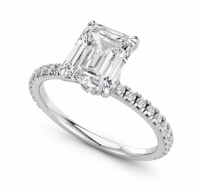 2 Carat Oval Emeral Lab-Grown Diamond Engagement Ring, 14K Gold, IGI