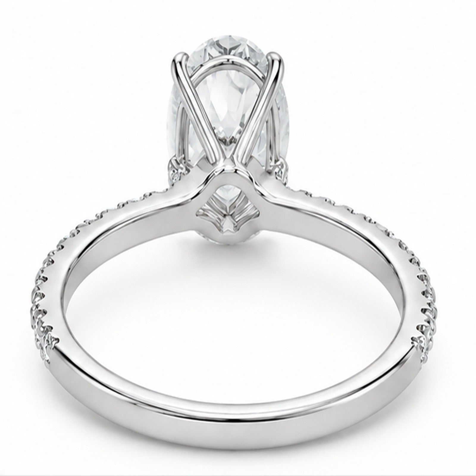 2 Carat Oval Lab-Grown Diamond Engagement Ring, Hidden Halo, 14K White Gold, IGI