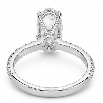 2 Carat Oval Lab-Grown Diamond Engagement Ring, Hidden Halo, 14K White Gold, IGI