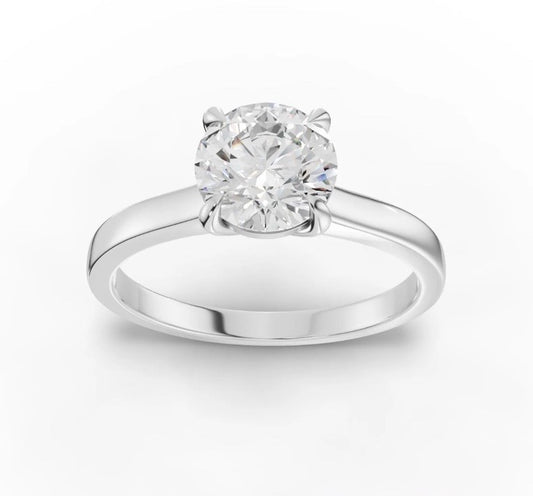 1 Ct Round Lab Grown Diamond Engagement Ring IGI Certified F VS1 10 K White Gold