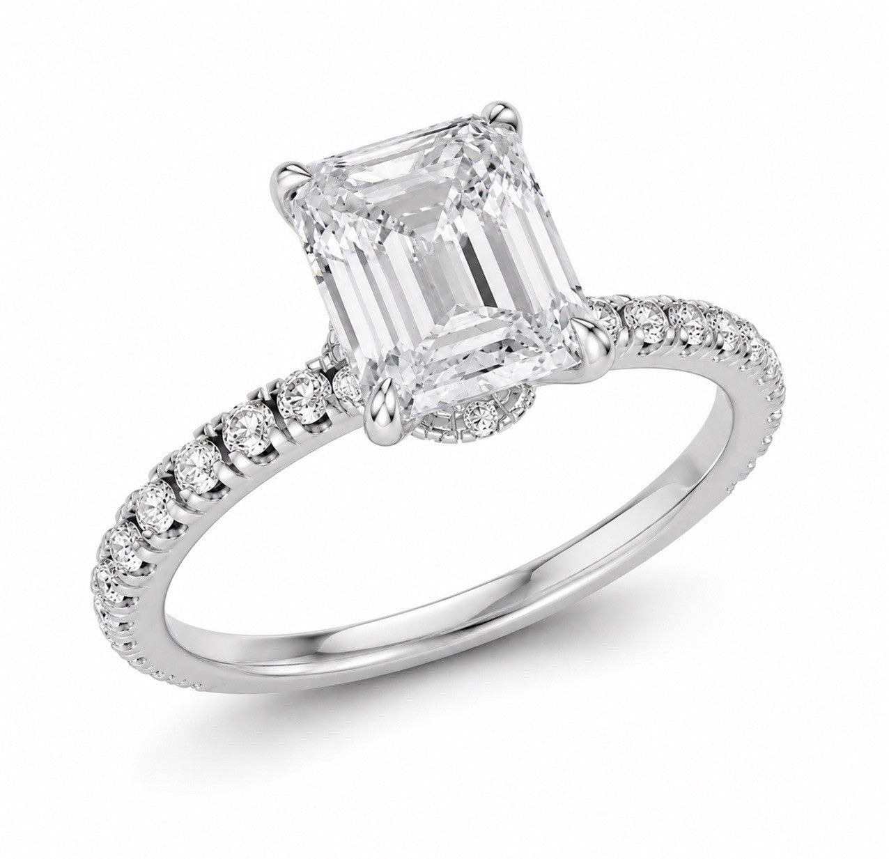 2 Carat Oval Emeral Lab-Grown Diamond Engagement Ring, 14K Gold, IGI