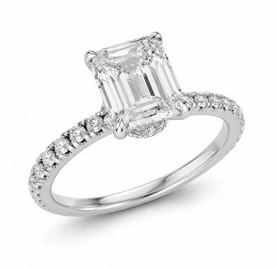 2 Carat Oval Emeral Lab-Grown Diamond Engagement Ring, 14K Gold, IGI