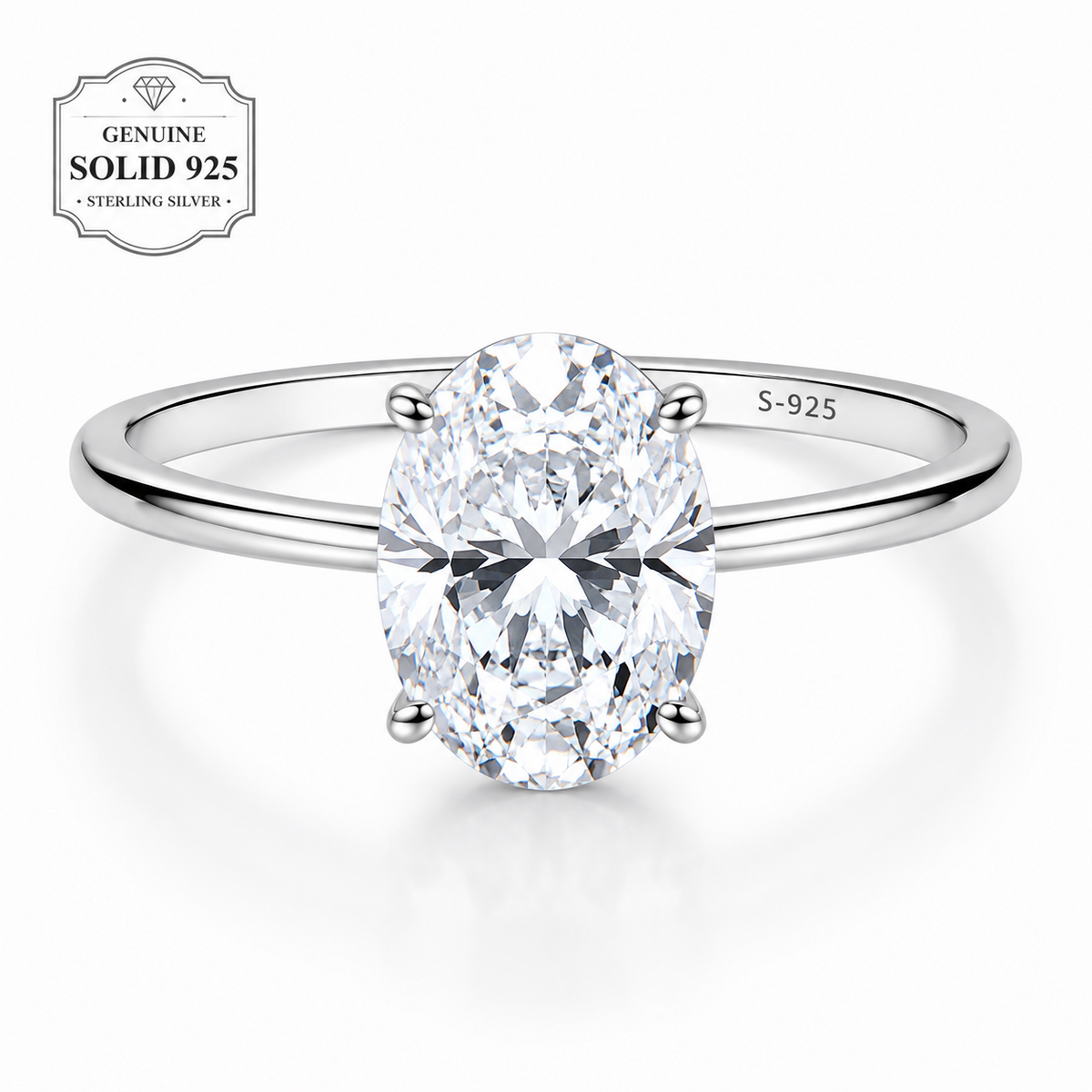 2 Carat Premium Oval Moissante Engagement Ring, 925 Sterling , GRA Cert