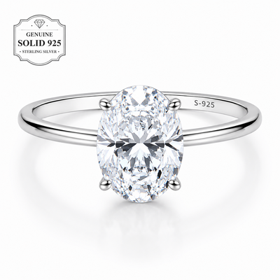 2 Carat Premium Oval Moissante Engagement Ring, 925 Sterling , GRA Cert