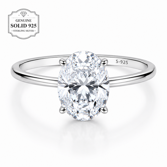 2 Carat Premium Oval Moissante Engagement Ring, 925 Sterling , GRA Cert