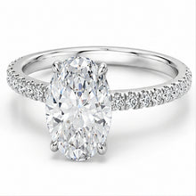 2 Carat Oval Lab-Grown Diamond Engagement Ring, Hidden Halo, 14K White Gold, IGI