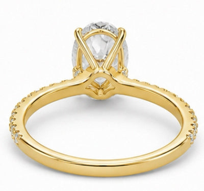 2 Carat Oval Lab-Diamond Engagement Ring, Hidden Halo, 14K Yellow Gold, IGI Cert