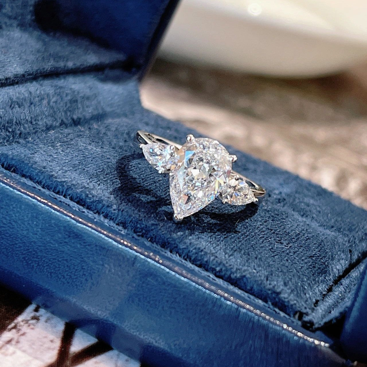 Beautiful - Waterdrop Pear Shape Lab-Grown Moissanite Ring For Women