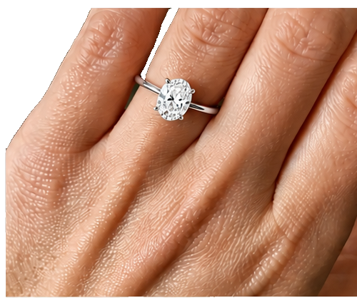 Solitaire Engagement Ring 14k Gold Lab Grown 2 Ct Oval Cut F VS1 Classic,IGI
