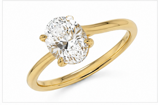 Solitaire Engagement Ring 14k Gold Lab Grown 2 Ct Oval Cut F VS1 Classic,IGI