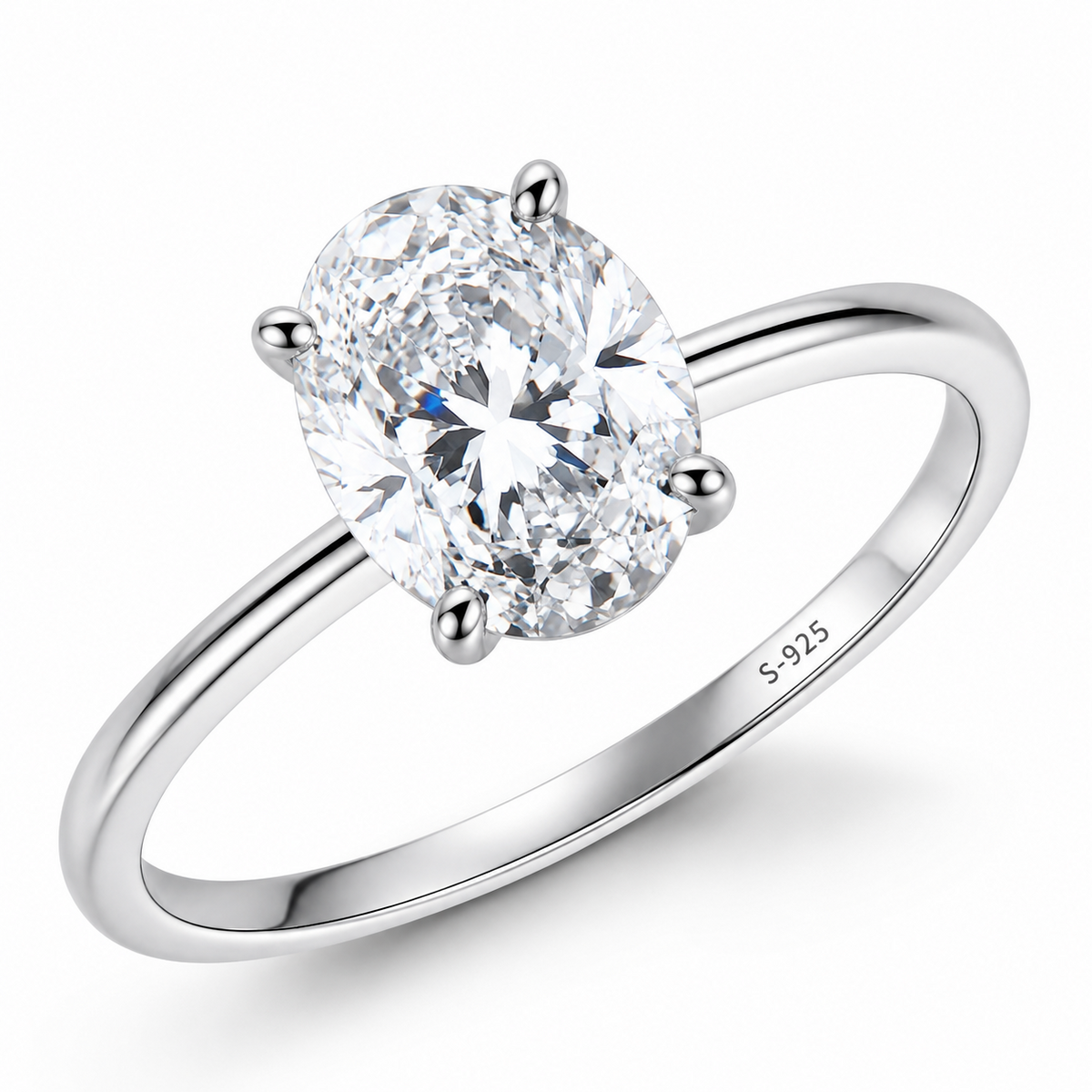2 Carat Premium Oval Moissante Engagement Ring, 925 Sterling , GRA Cert