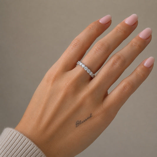 0.70 Ct Round Eternity Ring 14ct, Lab Grown Diamond IGI, Rose, White or Gold