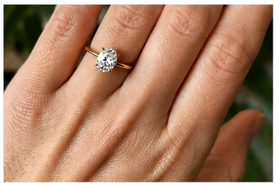 Rose Gold Lab Diamond Ring 14k, 2 Ct Oval Cut F VS1 Classic,IGI Certified. Class