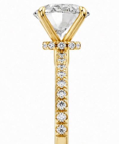 2 Carat Oval Lab-Diamond Engagement Ring, Hidden Halo, 14K Yellow Gold, IGI Cert