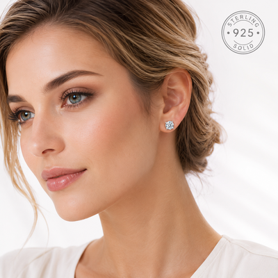 2 Ct Round Cut VVS1/ D Moissanite,  Stud Earrings 18K  White Gold Plated 925