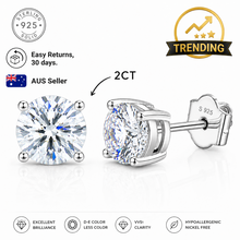 4 Ct Round Cut VVS1/ D Moissanite Lab,  Stud Earrings 18K  White Gold Plated 925