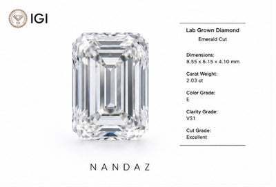 2 Ct Emerald Cut Lab Grown Diamond VVS1-F IGL Certified CVD Loose. The Best