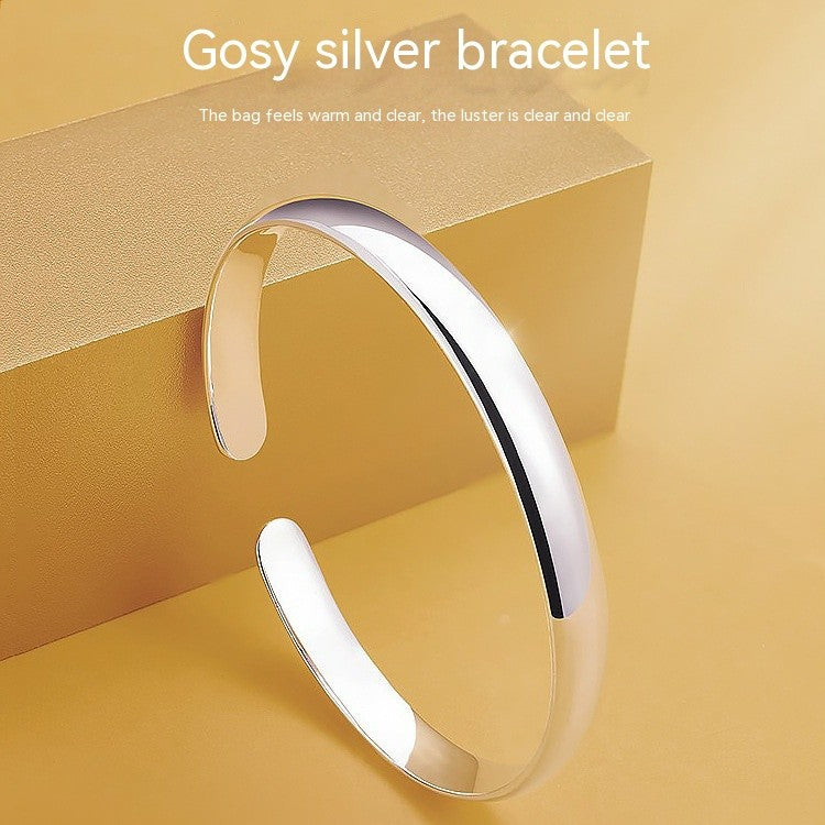 999 Sterling Silver Plated, Glossy Heart Sutra Bracelet Sterling Silver