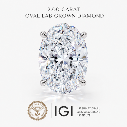 Solitaire Engagement Ring 14k Gold Lab Grown 2 Ct Oval Cut F VS1 Classic,IGI