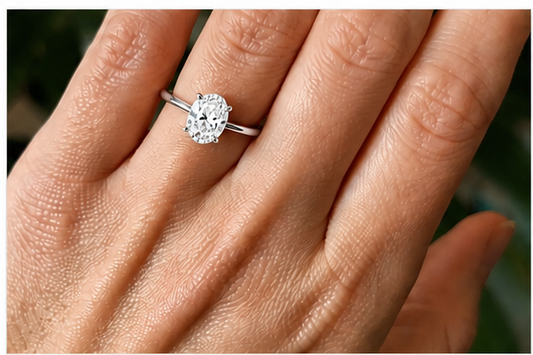 Solitaire Engagement Ring 14k Gold Lab Grown 2 Ct Oval Cut F VS1 Classic,IGI