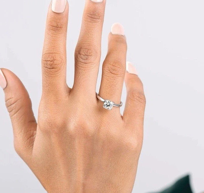 1 Ct Round Lab Grown Diamond Engagement Ring IGI Certified F VS1 10 K White Gold