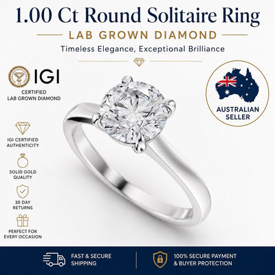 1 Ct Round Lab Grown Diamond Engagement Ring IGI Certified F VS1 10 K White Gold