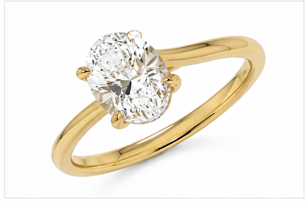 Rose Gold Lab Diamond Ring 14k, 2 Ct Oval Cut F VS1 Classic,IGI Certified. Class