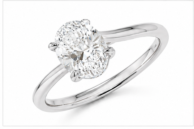 Solitaire Engagement Ring 14k Gold Lab Grown 2 Ct Oval Cut F VS1 Classic,IGI