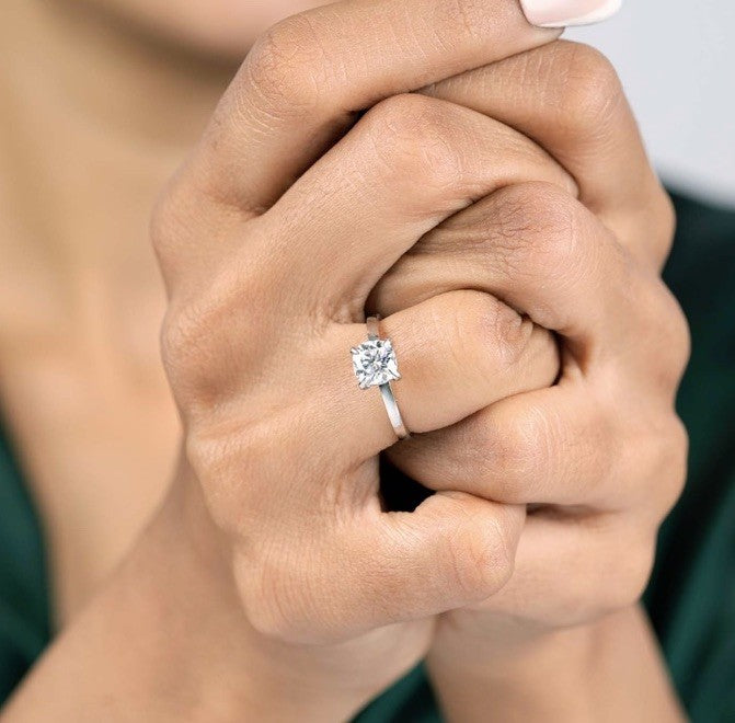 1 Ct Round Lab Grown Diamond Engagement Ring IGI Certified F VS1 10 K White Gold