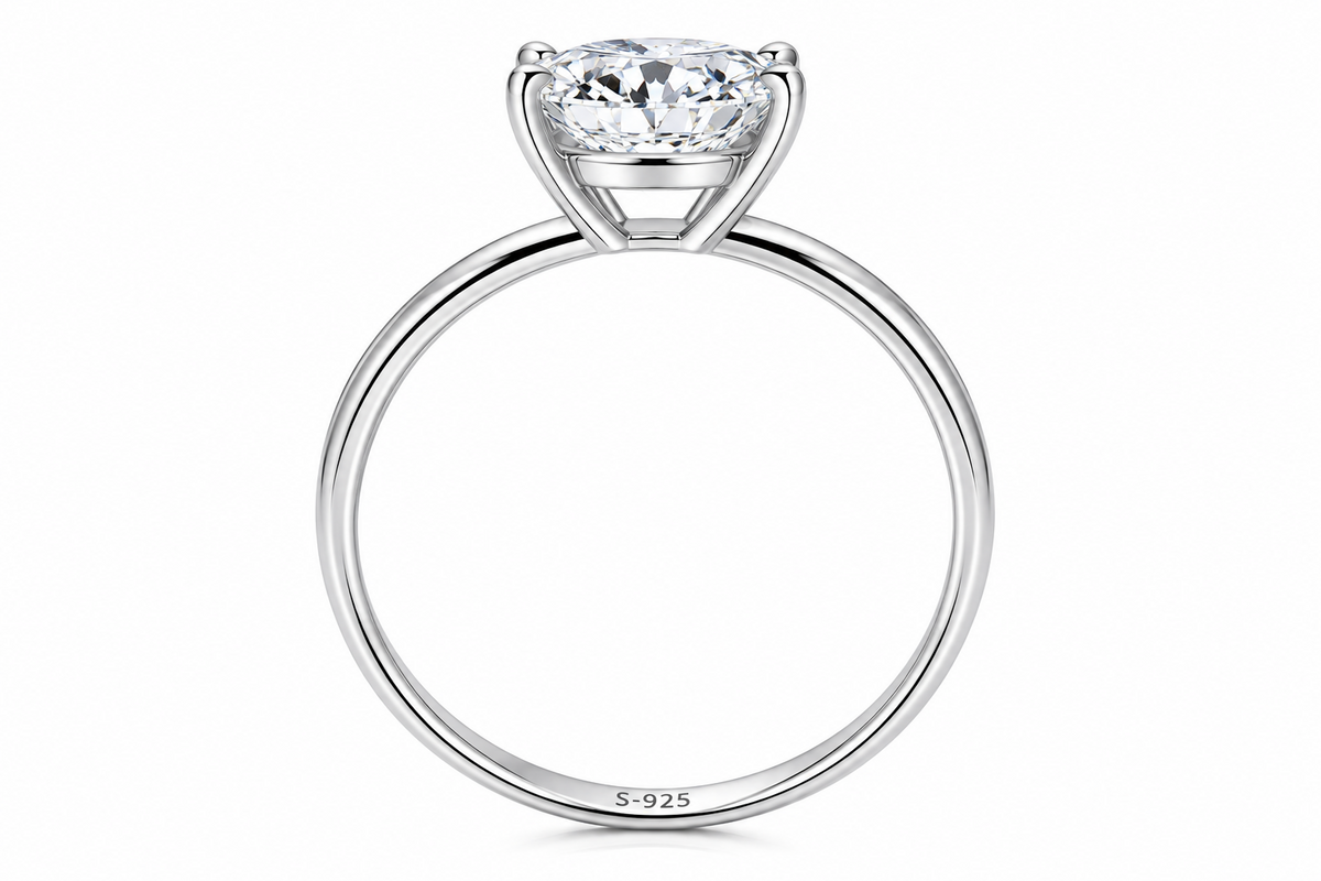 2 Carat Premium Oval Moissante Engagement Ring, 925 Sterling , GRA Cert