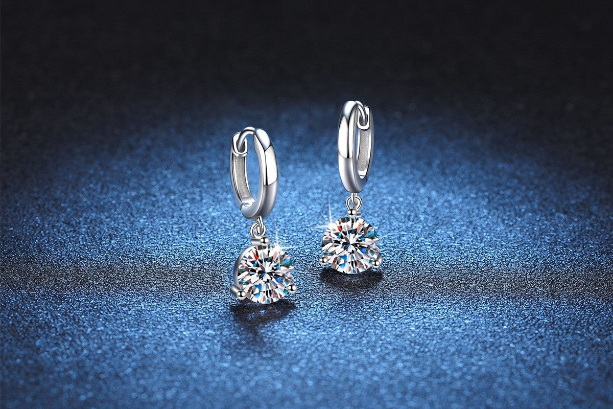 European And American S925 Sterling Silver Earrings Moissanite - Sparkle