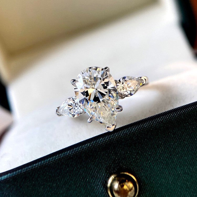 Beautiful - Waterdrop Pear Shape Lab-Grown Moissanite Ring For Women