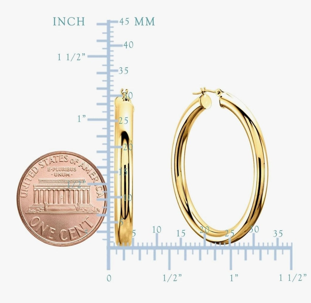 14K Stamped Real Gold Filled Polished Round Hoop Earrings. Best Buy. 40mm