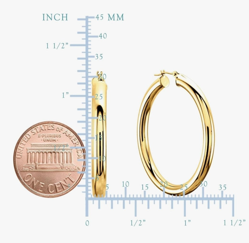 14K Stamped Real Gold Filled Polished Round Hoop Earrings. Best Buy. 40mm
