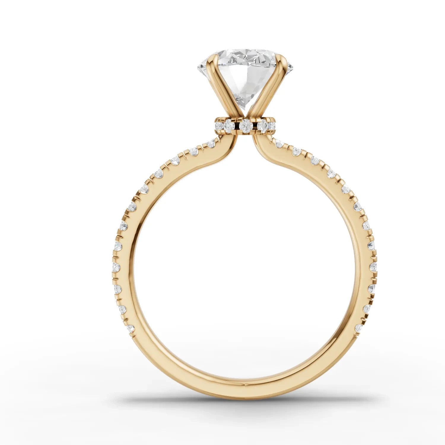2 Carat Oval Lab-Diamond Engagement Ring, Hidden Halo, 14K Yellow Gold, IGI Cert