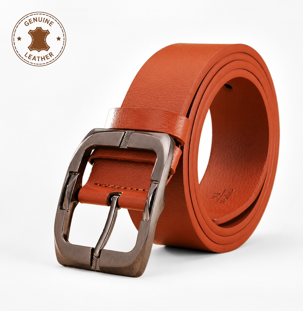 Men's Genuine Cowhide Leather Belt – Premium Luxury Business Pin Buckle Belt
