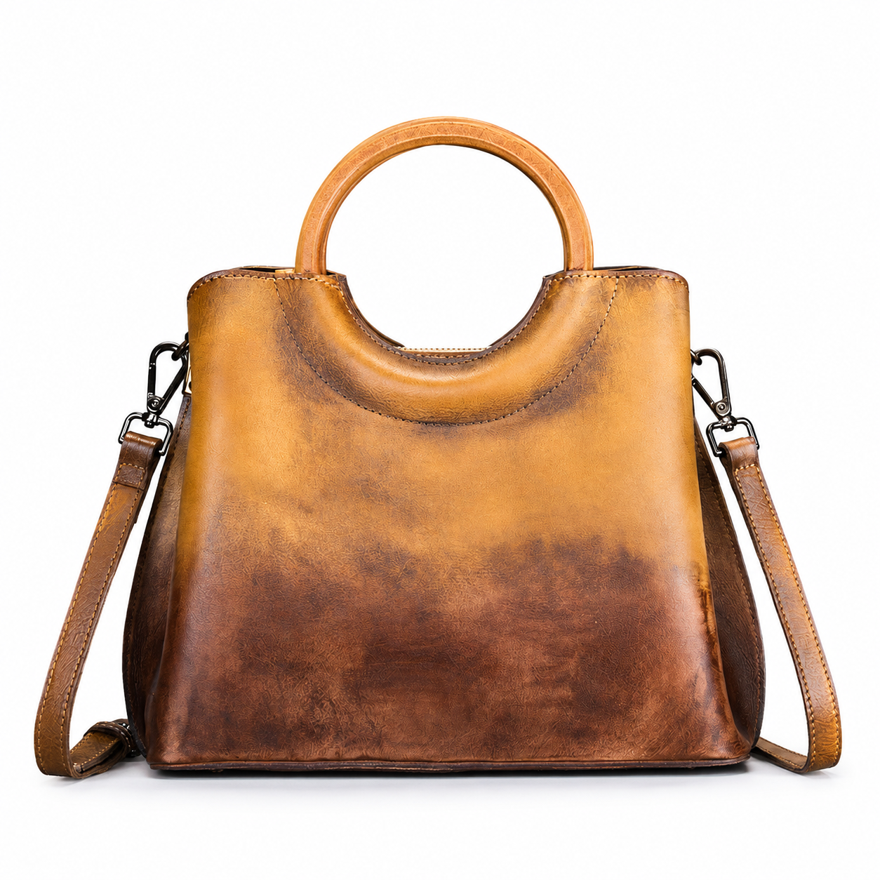 Vintage Hand-Painted Genuine Suede Leather Handbag – Retro Crossbody Tote for Women