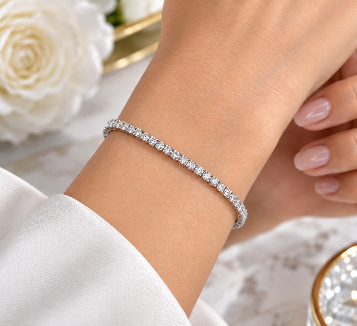 NANDAZ Moissanite Tennis Bracelet – 925 Sterling Silver | 3mm & 5mm