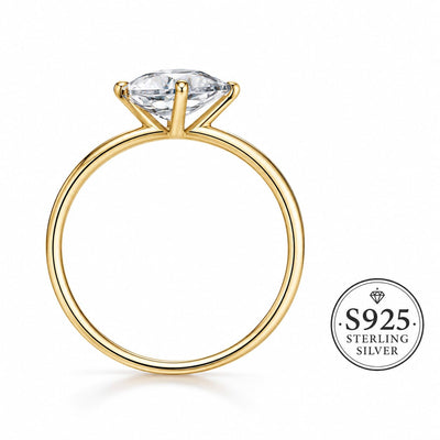 1 CT Pear CZ, Genuine Solid 925 Sterling Silver 18K Gold Plated, Ring (6)