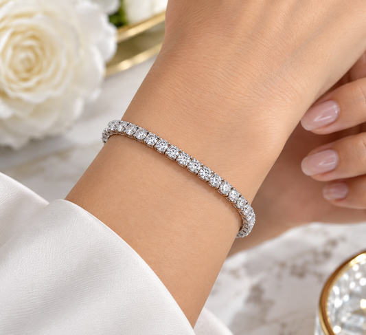 NANDAZ Moissanite Tennis Bracelet – 925 Sterling Silver | 3mm & 5mm