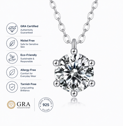 Trending 1 CT Necklace , Genuine 925 Sterling Silver, a real Sparkle
