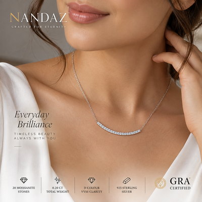 GRA Certified Moissanite, Nandaz Necklace Trending 925 Sterling Silver