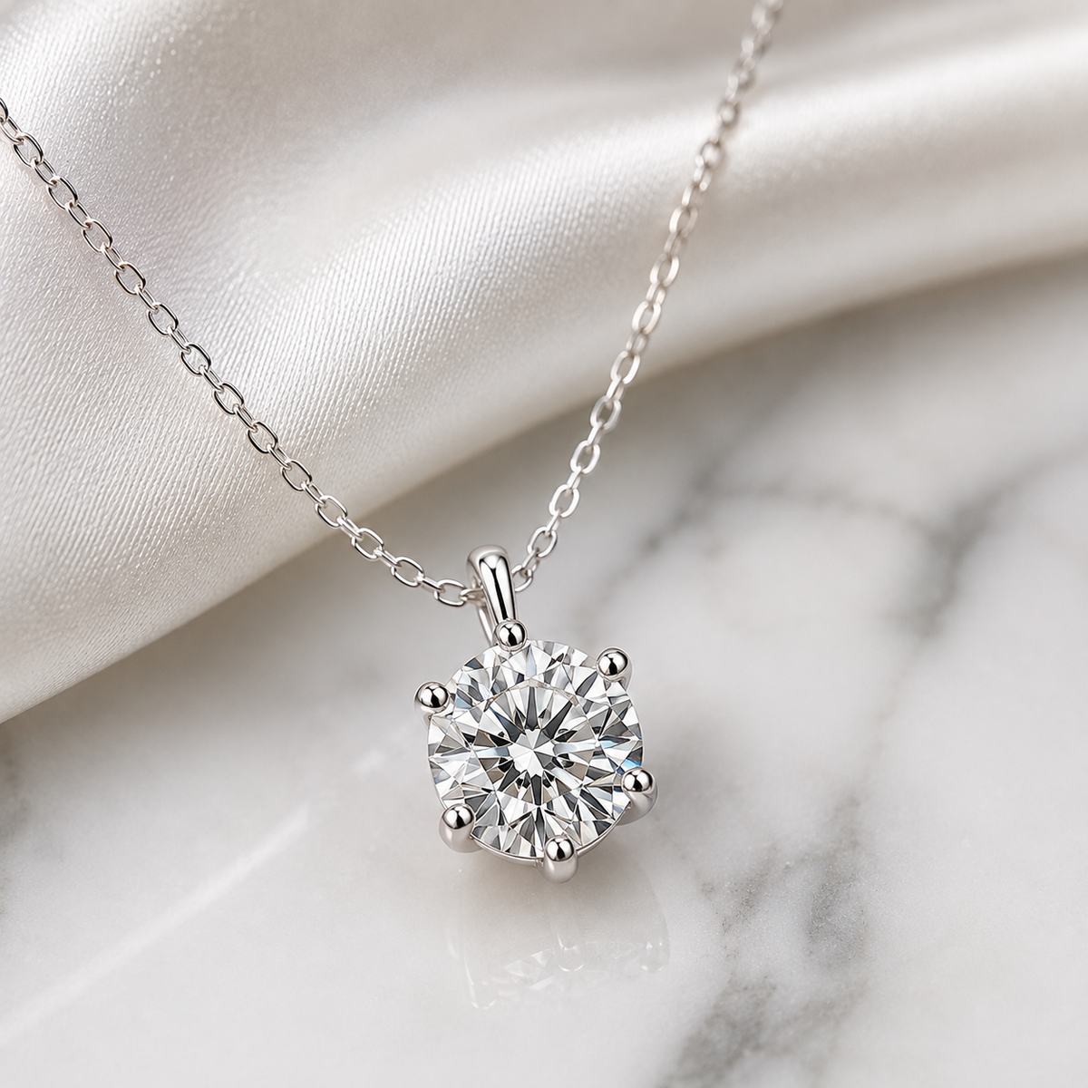 Trending 1 CT Necklace , Genuine 925 Sterling Silver, a real Sparkle